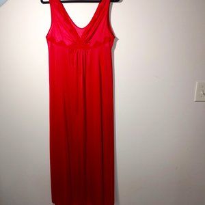 Lorraine Vintage 100% Nylon Long Nightgown Slip Size M Red